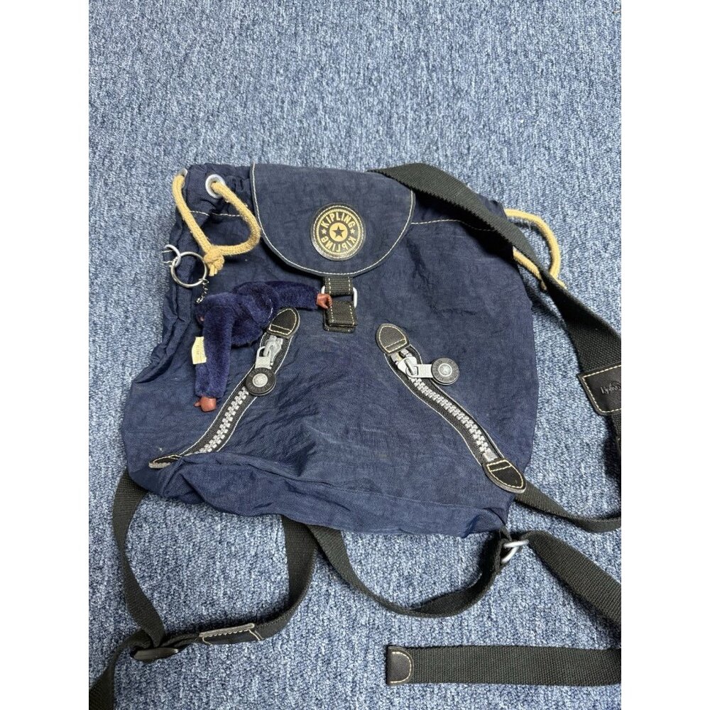 KIPLING Vintage 1990's Black Drawstring Backpack Bag 12x12 Adjustable Straps